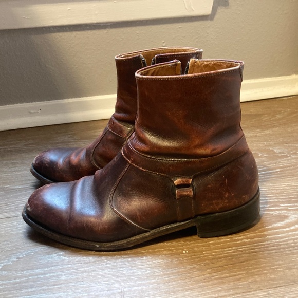 Vintage Breather Wright Burgundy Brown Buckle Boots Men\'s